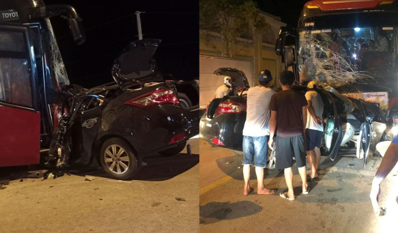 Thanh Hóa: Ô tô con Toyota Vios đối đầu xe khách, tài xế chết thảm