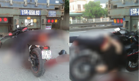 Hải Dương: Nam công nhân điều khiển mô tô Yamaha R15 tông vào đuôi xe đầu kéo, tử vong