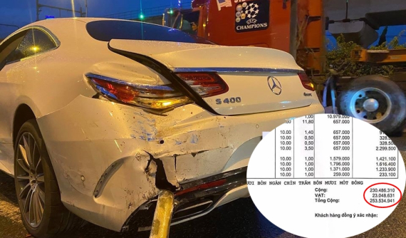 Chi phí sửa chữa chiếc Mercedes-Benz S400 Coupe gặp nạn ở Sài Gòn lên đến hơn 250 triệu đồng