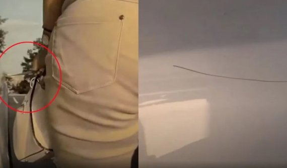 Chế độ chống trộm "vạch mặt" người phụ nữ đi Toyota Camry, dùng dao làm xước sơn xe Tesla Model Y