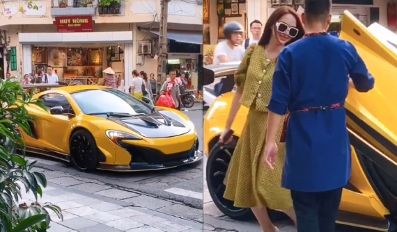Video: Hoa hậu Hương Giang được đưa đón bằng siêu xe McLaren 650S Spider độ Liberty Walk