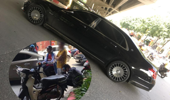 Hà Nội: Thanh niên ôm mặt sau va quẹt khiến xe Mercedes-Maybach S-Class bể đèn hậu
