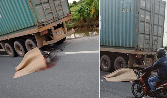 Video: Tông xe máy vào đuôi xe container đang dừng đỗ bên đường, 1 người tử vong tại chỗ