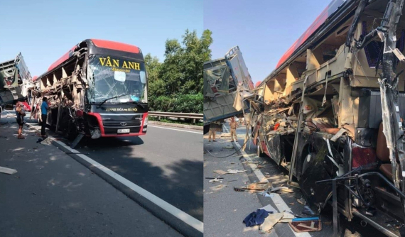 Xe khách giường nằm húc đuôi ô tô tải đang sửa trên cao tốc Cầu Giẽ - Ninh Bình, nhiều người bị thương