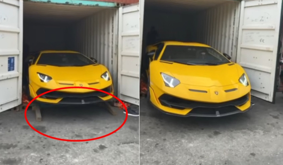 Hồi hộp xem video lái siêu xe Lamborghini Aventador SVJ từ trong container ra ngoài