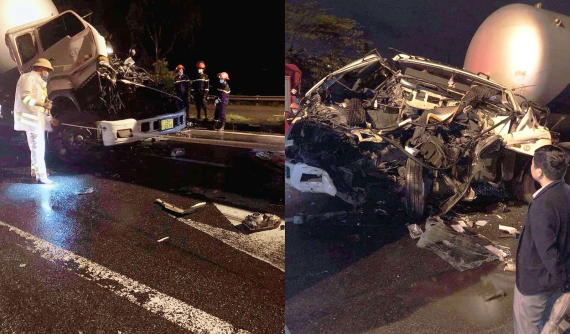 Quảng Nam: Xe đầu kéo tông đuôi ô tô tải đang dừng đèn đỏ, tài xế tử vong