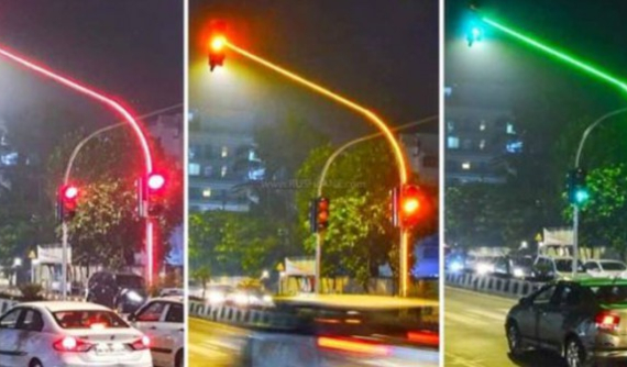 Xem người Ấn Độ sáng tạo với đèn tín hiệu giao thông dạng LED "lung linh" trên đường phố