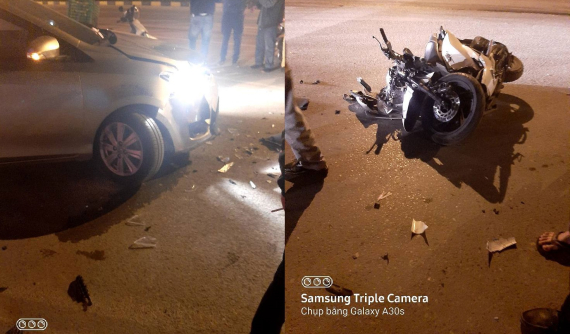 Hà Nội: Thanh niên điều khiển Honda SH đi ngược chiều, tông trực diện ô tô Toyota Vios