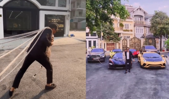 Hoàng Kim Khánh bắt "trend" kéo xe, cư dân mạng liền gọi tên 2 doanh nhân này