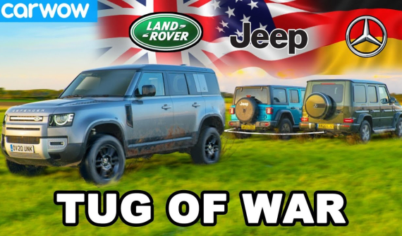 Chứng kiến màn độ sức kéo co giữa Jeep Wrangler Rubicon, Land Rover Defender và Mercedes-Benz G350