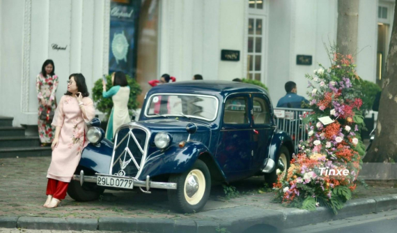 Hàng loạt cột đèn, biển chỉ đường tại Hà Nội rực rỡ sắc hoa ngày 8/3