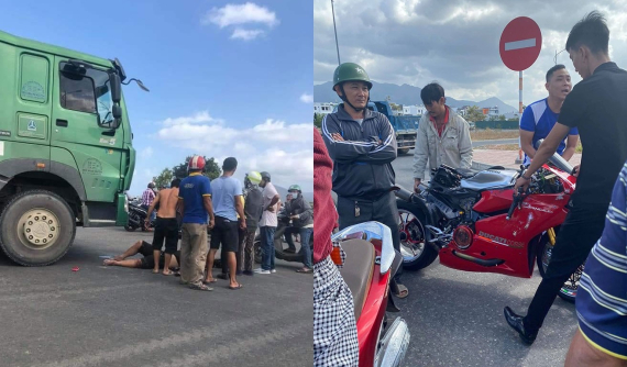 Nha Trang: Va chạm với xe ben, thanh niên điều khiển mô tô tiền tỷ Ducati 1199 Panigale R bị gãy chân
