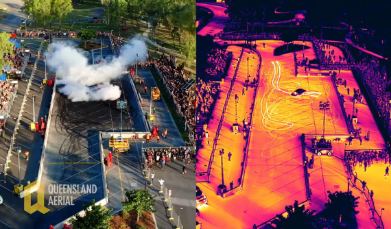 Cảnh xe đốt lốp trông như thế này thông qua ống kính camera nhiệt hồng ngoại