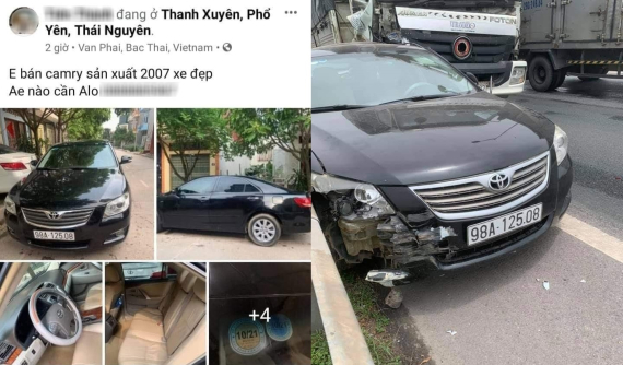 Toyota Camry mới được rao bán vài tiếng đồng hồ đã bị tai nạn trên cao tốc Hà Nội - Thái Nguyên