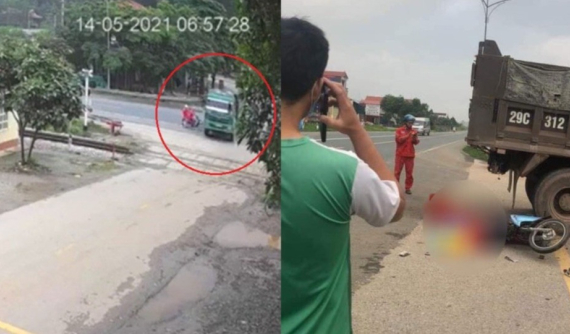Video quay khoảnh khắc xe máy va chạm với xe ben sang đường khiến 1 người tử vong tại Lạng Sơn