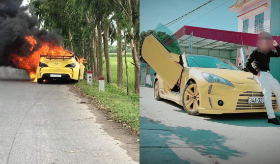 Hải Dương: Ô tô độ cửa cắt kéo bốc cháy ngùn ngụt, tài xế bị bỏng