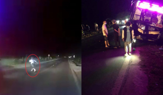 Video: Ô tô khách tông trúng người phụ nữ đi bộ sang đường trên quốc lộ 6