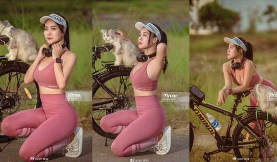 Nữ gymer khoe dáng khoẻ khoắn bên xe đạp thể thao