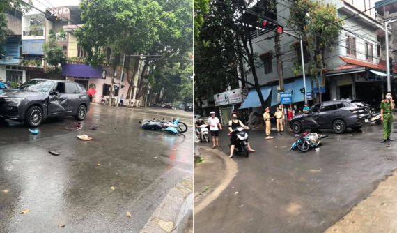 Lào Cai: Xe máy chở 2 thanh niên nghi vượt đèn đỏ, tông trúng VinFast LUX SA2.0