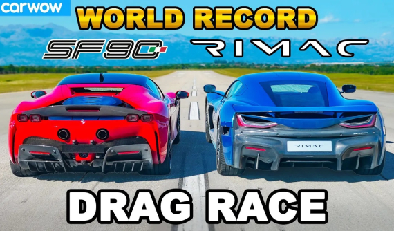"Tân binh" hypercar Rimac Nevera thổi bay Ferrari SF90 Stradale trên đường đua drag
