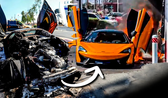 Siêu xe McLaren 570S phát nổ và bốc cháy gần trạm xăng, chủ xe mất tích
