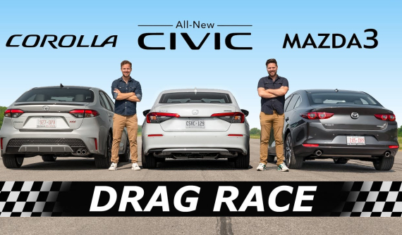 Theo dõi cuộc đua drag giữa Honda Civic 2022 và hai "kỳ phùng địch thủ" Mazda 3, Toyota Corolla