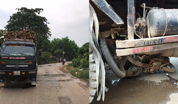 Video: Xe máy lao vào gầm xe tải chở gỗ ngay khúc cua "tử thần", 1 người bị thương nặng