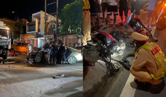 Video quay khoảnh khắc vụ tai nạn liên hoàn giữa 4 xe xảy ra tại Hải Phòng khiến 2 người thương vong