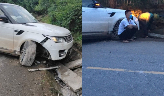 SUV hạng sang Range Rover Sport của Huấn "hoa hồng" bị tai nạn tại Yên Bái