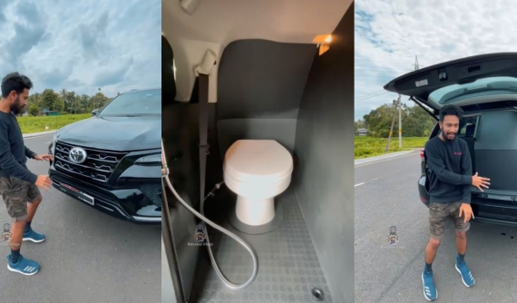 Đây có lẽ là chiếc Toyota Fortuner 2021 đầu tiên trên thế giới được lắp thêm bồn cầu