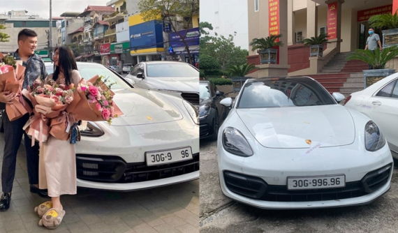 Nghi vấn chiếc xe Porsche Panamera biển siêu đẹp mới bị công an thu giữ là quà cưới của 1 hot girl