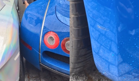 Lùi xe quẹt trúng Lamborghini Aventador, dân mạng tò mò người lái Bugatti Veyron triệu đô
