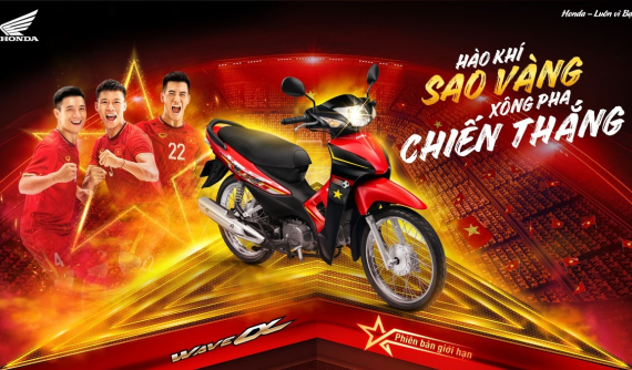 "Xe số quốc dân" Honda Wave Alpha bản giới hạn với màu tem 'Hào khí sao vàng' được bán với giá cao
