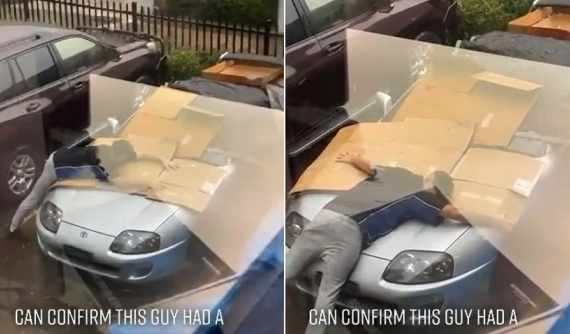 Video quay cảnh người đàn ông nằm che cho chiếc Toyota Supra khỏi mưa đá gây tranh cãi trên mạng xã hội