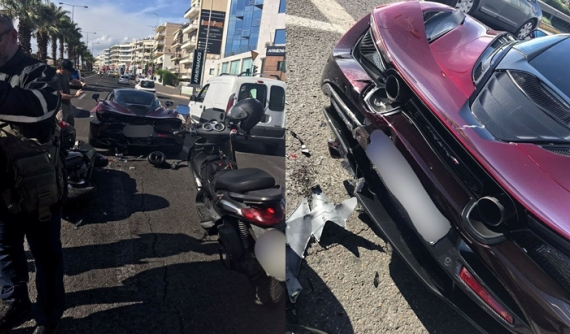 Người đi xe máy thiếu quan sát, tông trúng siêu xe McLaren 720S sở hữu màu sơn đắt đỏ