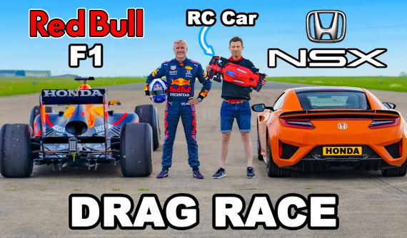 Theo dõi kết quả thú vị trong cuộc đua drag giữ xe F1, xe điều khiển từ xa, và Honda NSX