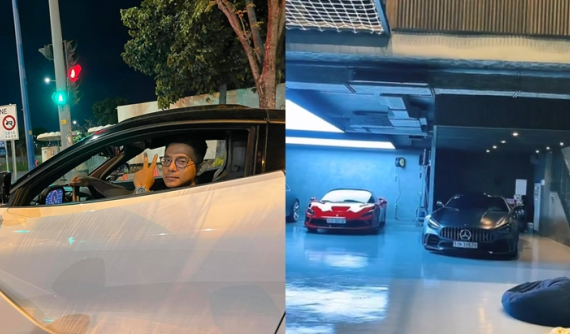 Lái McLaren 720S độ khủng sang nhà Cường "Đô-la" chơi, Tống Đông Khuê thích thú với cầu nâng siêu xe