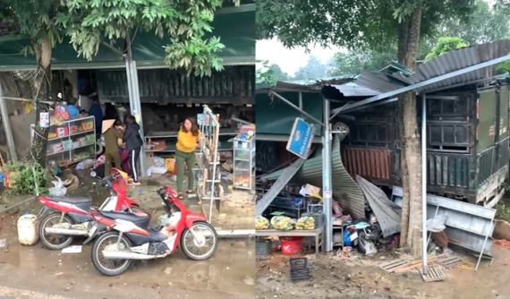 Video: Xe tải lao vào nhà dân bên đường trên Quốc lộ 2, hai người bị thương nặng