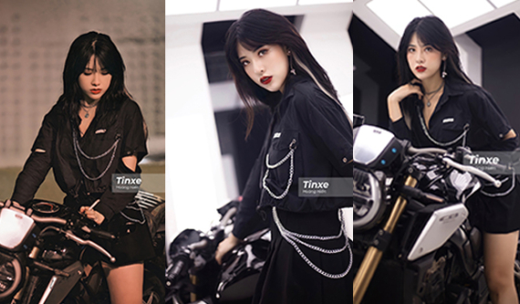 Hot girl Camitie Uyên khoe vẻ đẹp lạnh lùng bên Honda CB650R