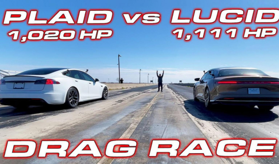 Tesla Model S Plaid "hạ gục" đối thủ Lucid Air mạnh 1.111 mã lực trên đường đua drag