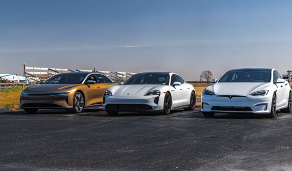 Porsche Taycan Turbo S "thua đứt đuôi" trước hai đối thủ Tesla Model S Plaid và Lucid Air