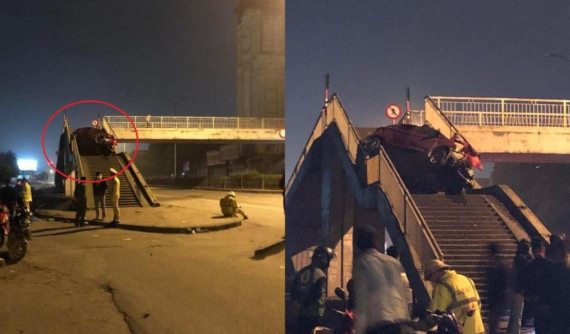 Hưng Yên: Ô tô Kia Morning lao lên cầu vượt dành cho người đi bộ, 3 người nước ngoài thương vong