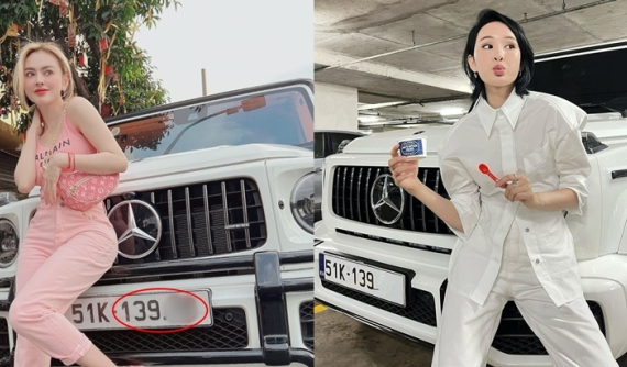 Cặp đôi xe Mercedes-AMG G63 của Trang Nemo và Hiền Hồ có nhiều điểm trùng hợp, cả 2 đều chỉ mới 9X