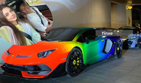 Thủ môn Bùi Tiến Dũng bị bắt gặp lái siêu xe giới hạn Lamborghini Aventador SVJ chở bạn gái tây đi ăn cưới