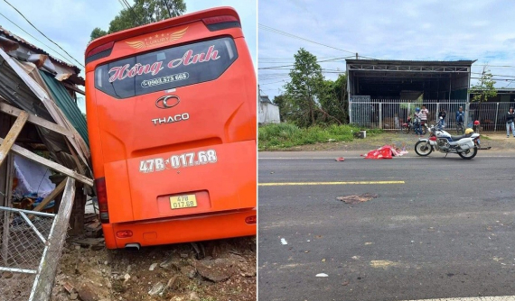 Video quay khoảnh khắc xe khách lấn làn, vượt ẩu, gây tai nạn liên hoàn khiến 3 người tử vong tại Đắk Nông