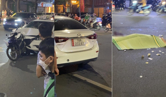 Hà Nội: Ô tô con Mazda3 tông xe máy từ phía sau, 1 người tử vong