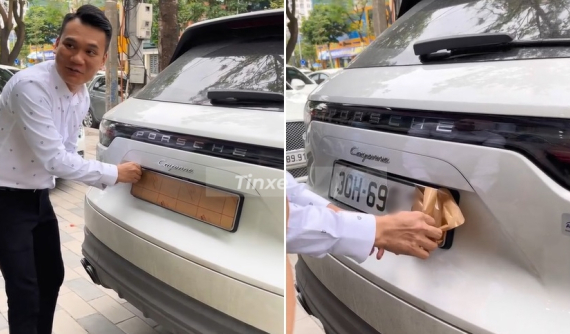 Khắc Việt hào hứng "bóc seal" biển số cho Porsche Cayenne đã mua được 2 tháng