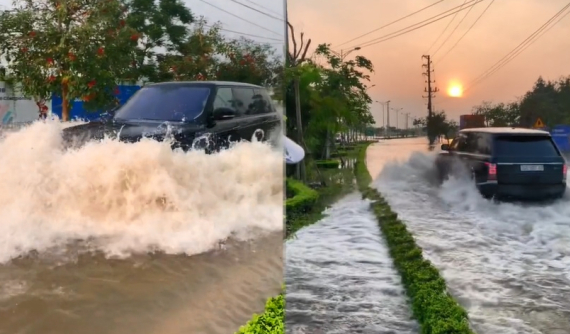 Video: Xe Range Rover lội nước như tàu ngầm trước sân golf ở Vĩnh Phúc khiến dân mạng bất ngờ