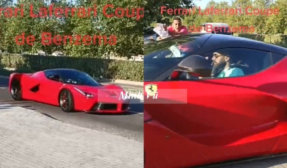 Video: Karim Benzema lần đầu lái siêu phẩm Ferrari LaFerrari đến sân tập