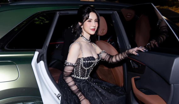 Choáng với bộ áo tán sắc trên xe Audi Q8 của Diệp Lâm Anh